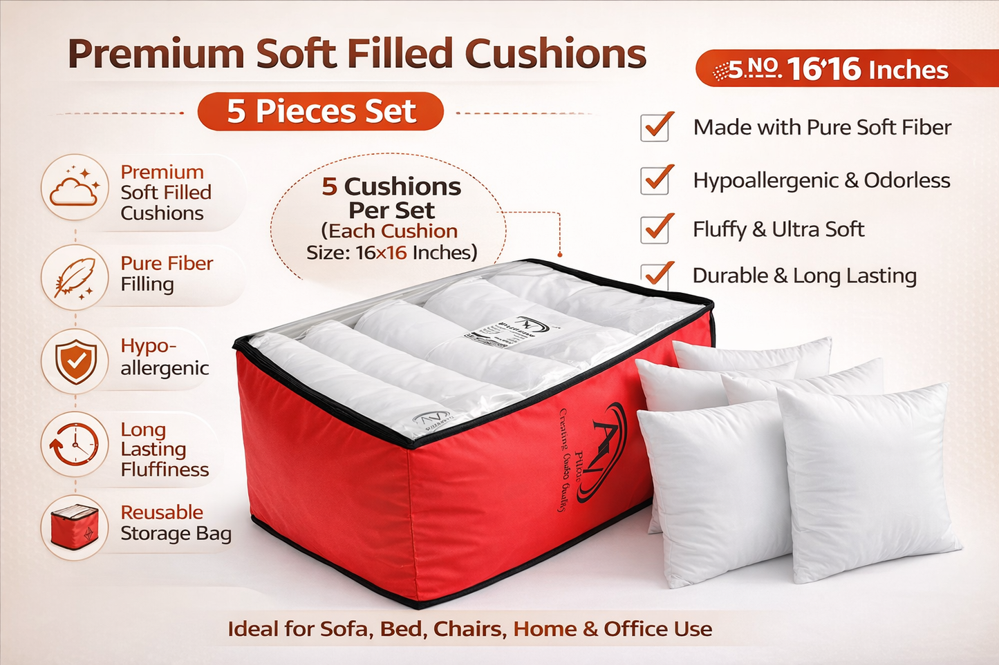 AV Premium Cushion Set(5 Pcs)