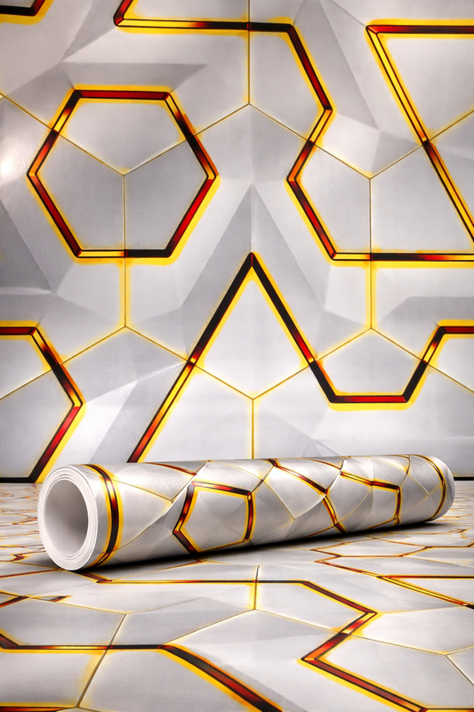 Luxury White & Gold Geometric Vinyl Wallpaper