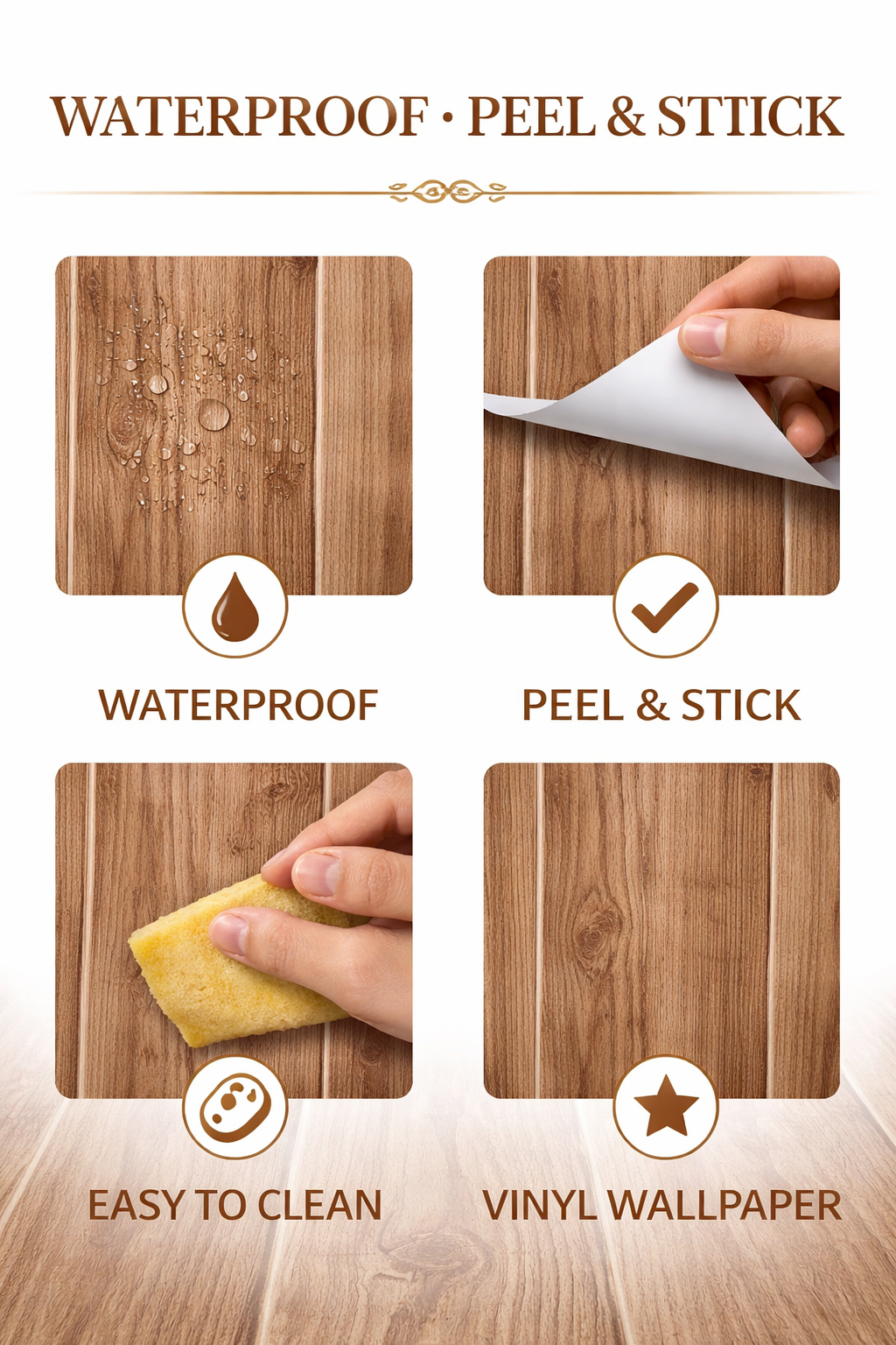 Natural Wooden Texture Vinyl Wallpaper