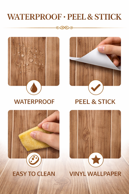 Natural Wooden Texture Vinyl Wallpaper