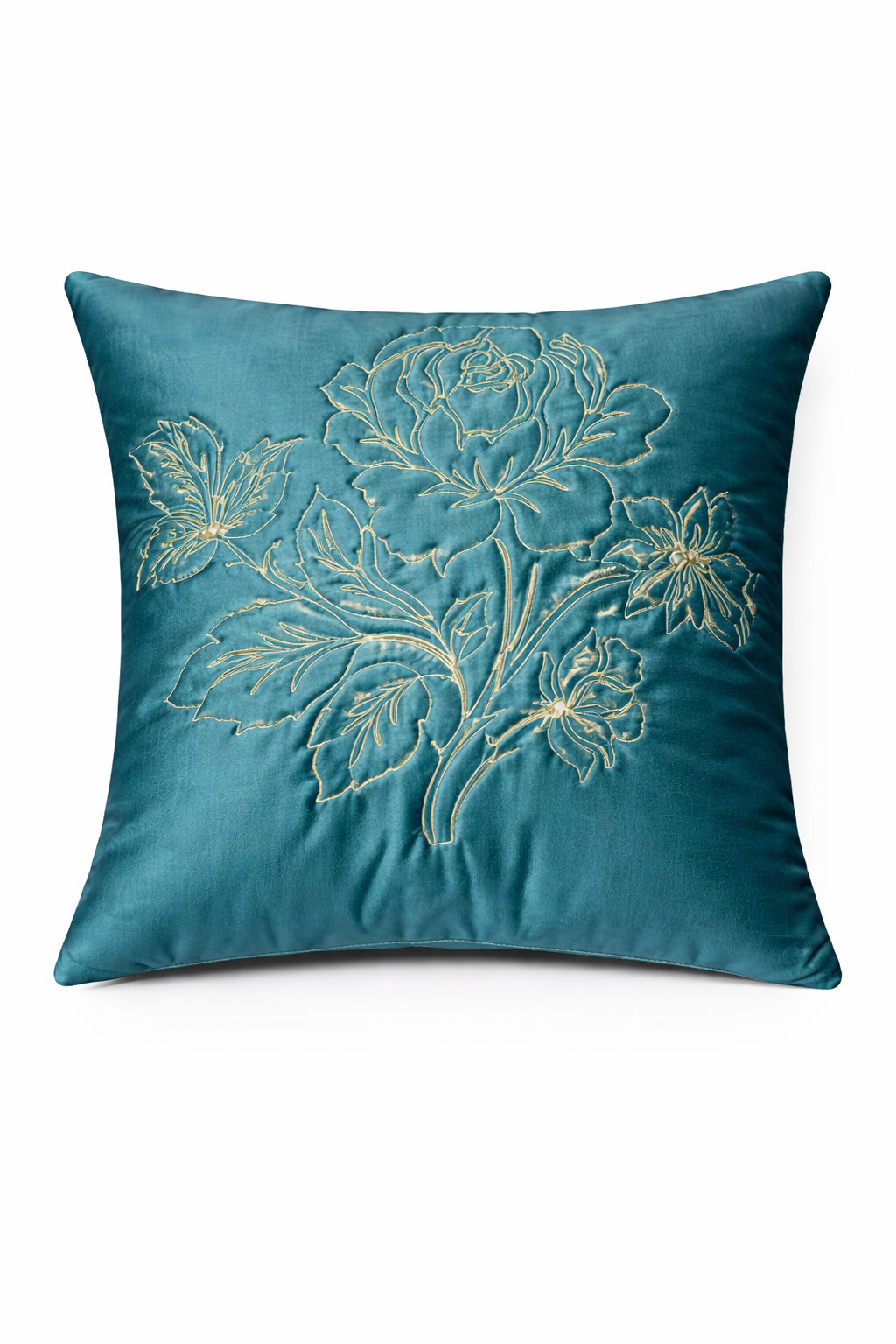 Luxury Floral Embroidered Cushion Cover – 5 Pcs Set (16×16 Inches)