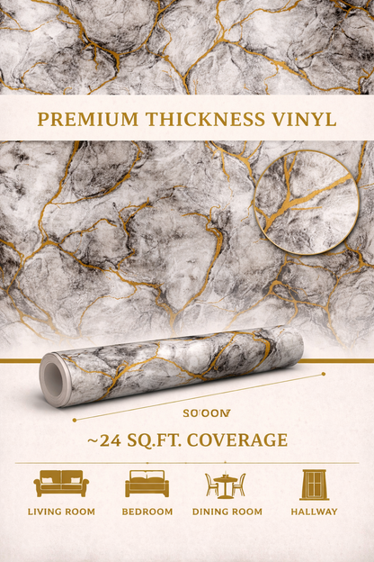 Luxury Grey Marble Vinyl Wallpaper