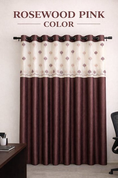 Rosewood Pink Embroidered Curtain