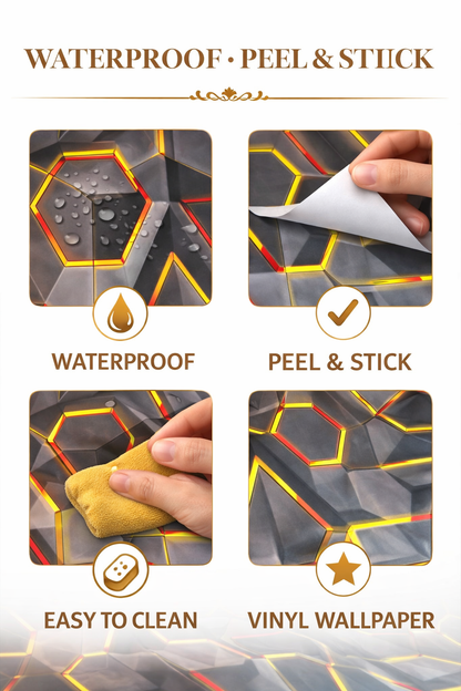 Luxury 3D Geometric Vinyl Wallpaper