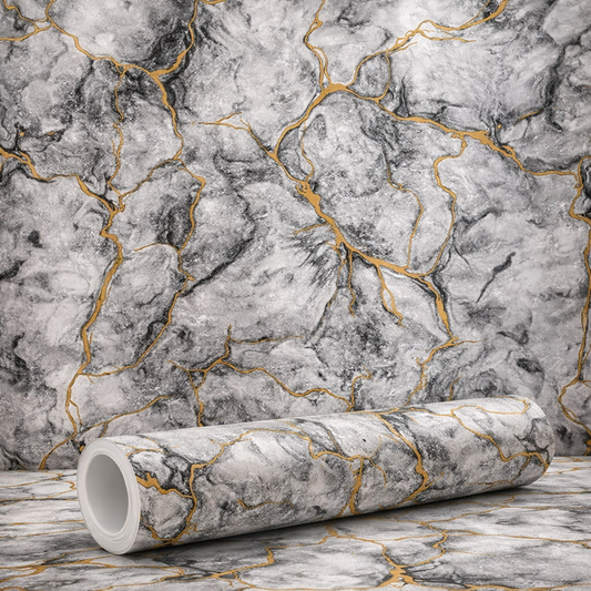 Luxury Grey Marble Vinyl Wallpaper