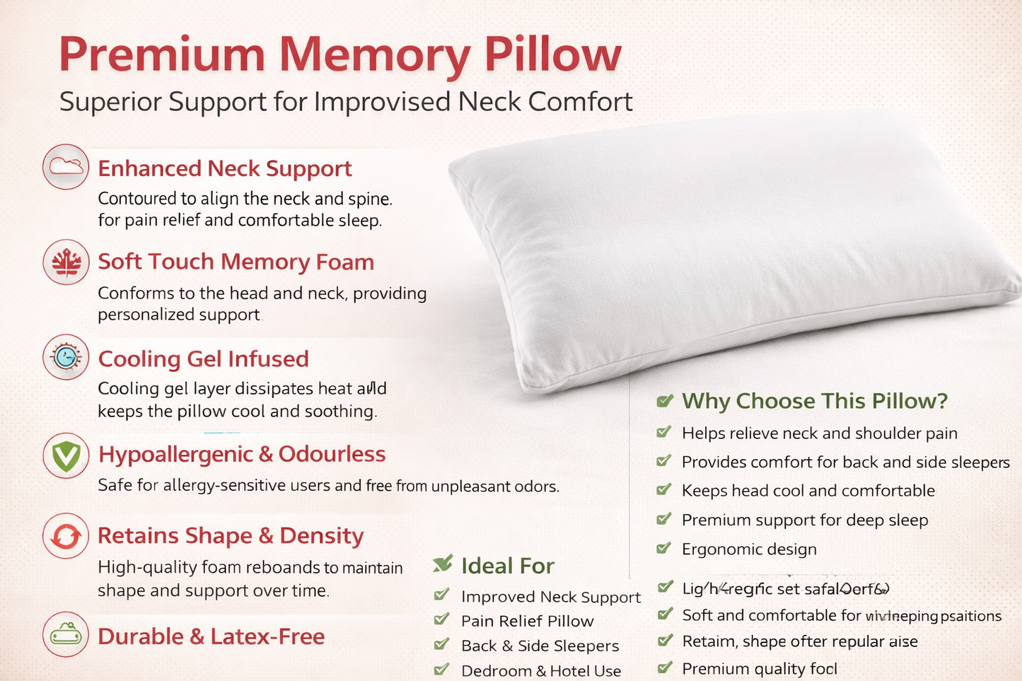 Welltush Premium Memory Pillow