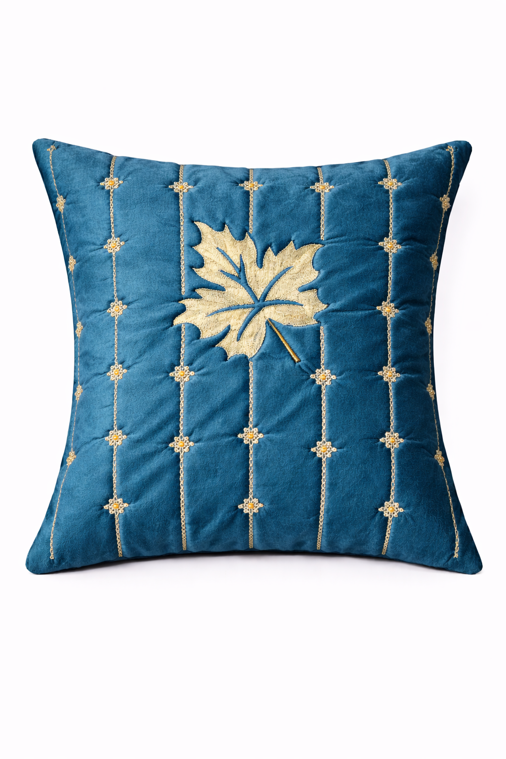 Luxury Leaf Embroidered Cushion Cover – 5 Pcs Set (16×16 Inches)