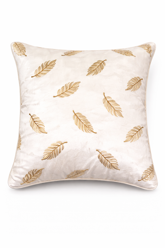 Elegant Leaf Motif Embroidered Cushion Cover – 5 Pcs Set (16×16 Inches)