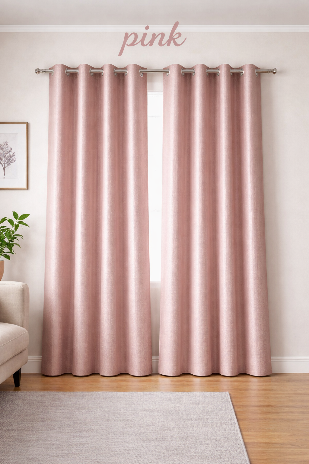 Royal Pink Textured Curtain