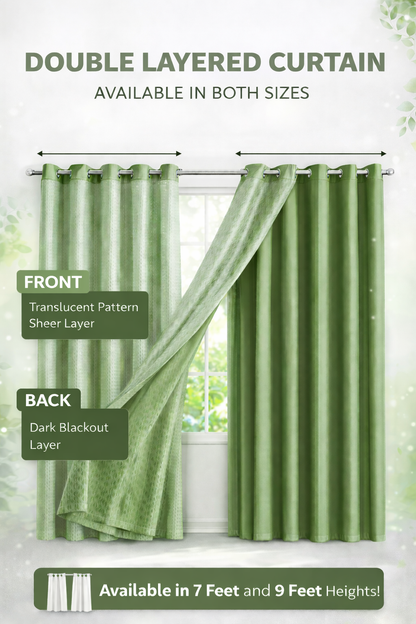 Green Double Layered Curtain