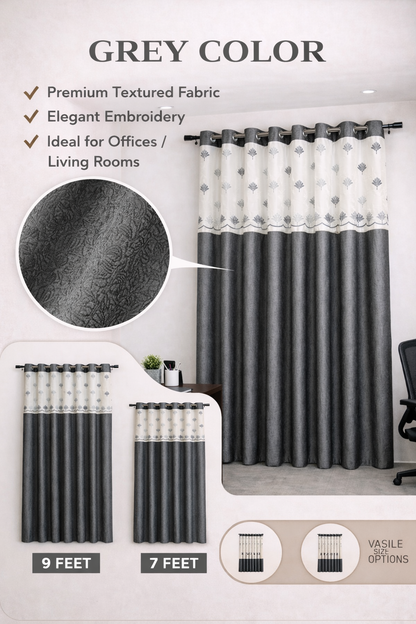 Grey Embroidered Curtain