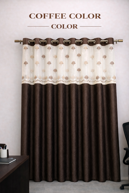 Brown Embroidered Curtain