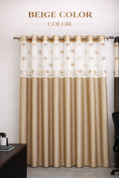 Beige Embroidered Curtain
