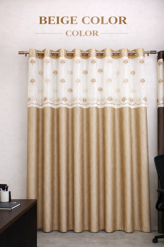 Beige Embroidered Curtain
