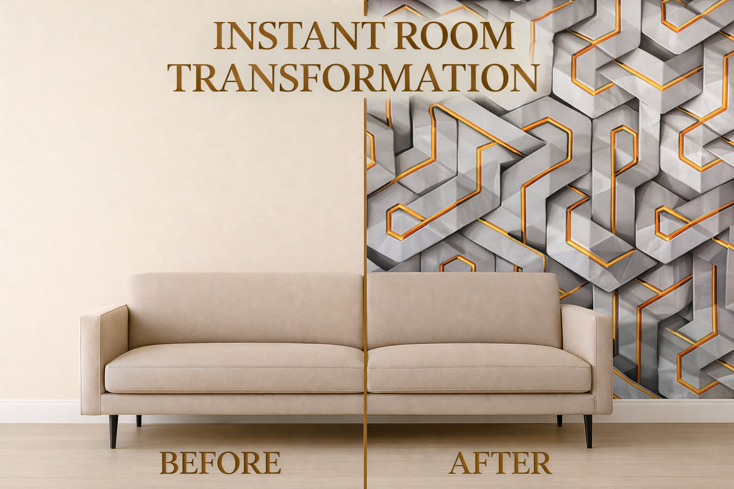 Luxury Geometric Gold Hexagon Wallpaper