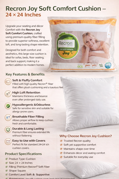 Recron Joy Soft Comfort Cushion – 24 × 24