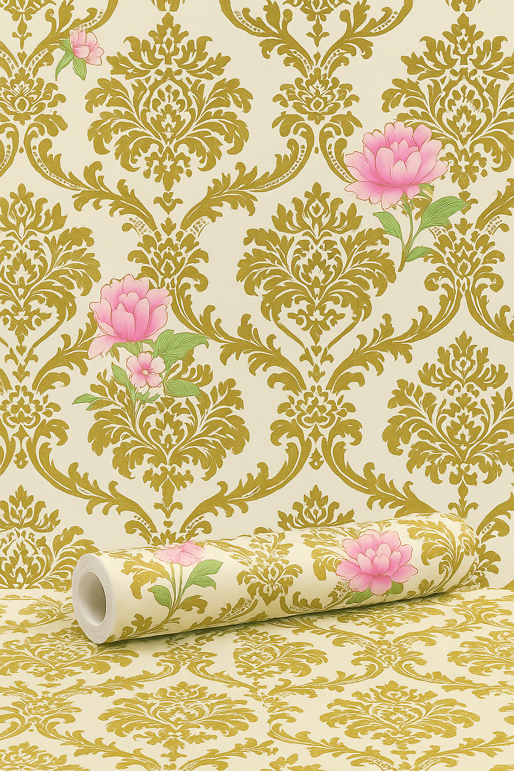 Golden Damask Self Adhesive Wallpaper