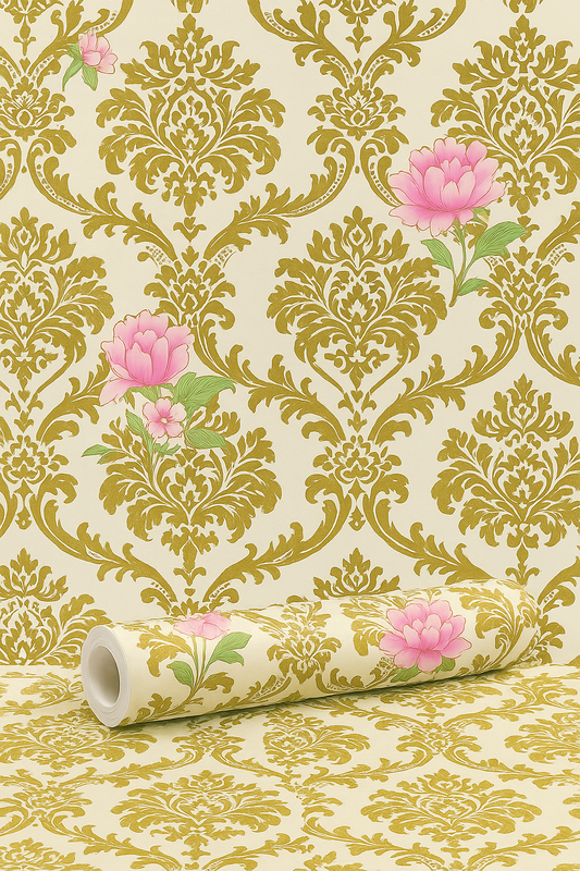 Golden Damask Self Adhesive Wallpaper