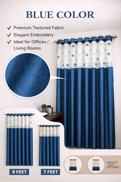 Blue Embroidered Curtain