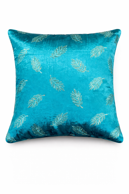 Elegant Leaf Motif Embroidered Cushion Cover – 5 Pcs Set (16×16 Inches)