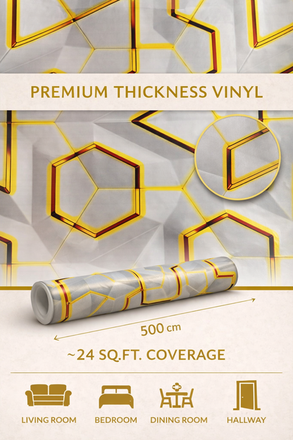 Luxury White & Gold Geometric Vinyl Wallpaper