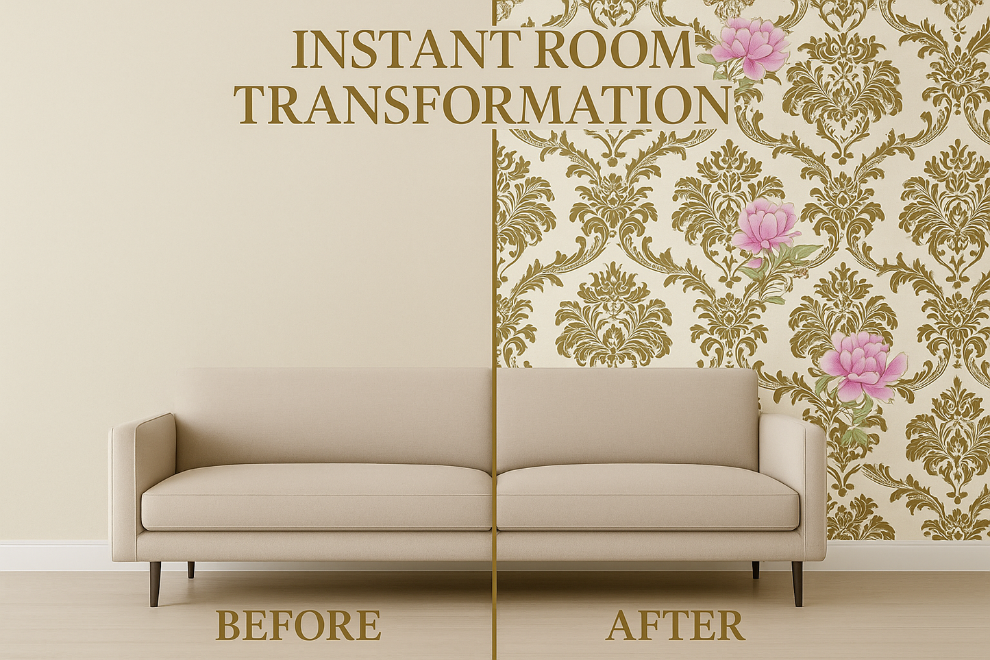 Golden Damask Self Adhesive Wallpaper