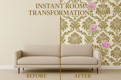 Golden Damask Self Adhesive Wallpaper