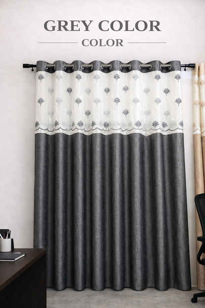 Grey Embroidered Curtain