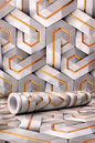 Luxury Geometric Gold Hexagon Wallpaper