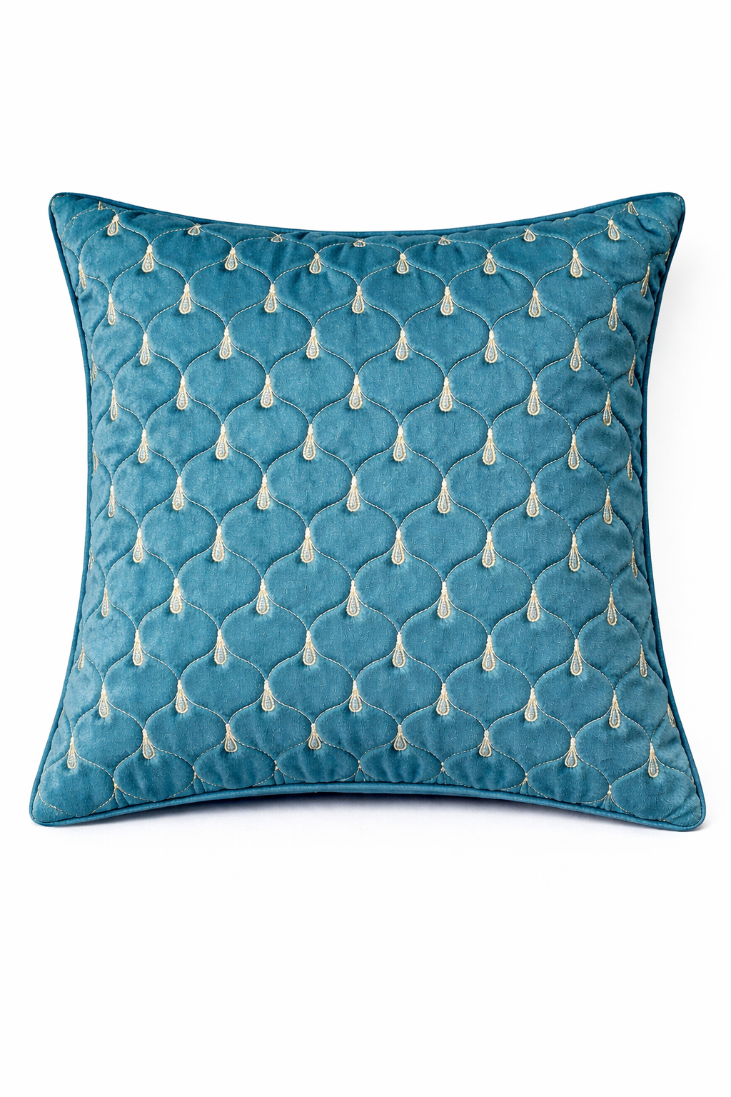 Luxury Quilted Embroidered Cushion Cover – 5 Pcs Set (16×16 Inches)