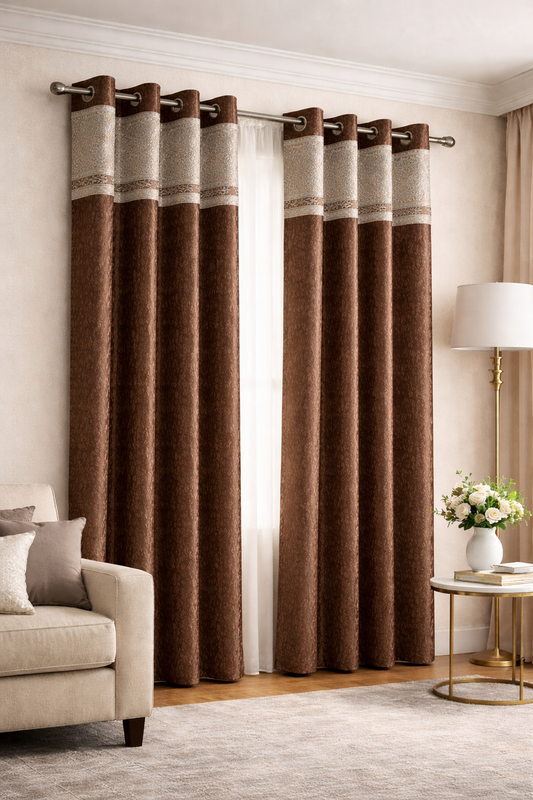 Brown Textured Curtain