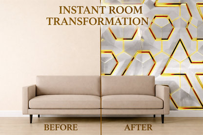 Luxury White & Gold Geometric Vinyl Wallpaper